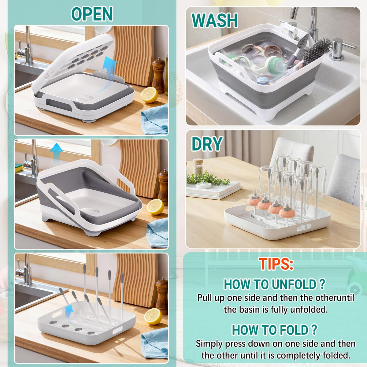 Yecuip baby bottle drying rack lid close up
