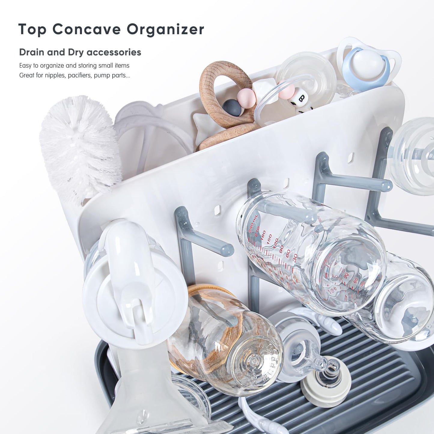 Termichy drying rack holding pump parts and teats