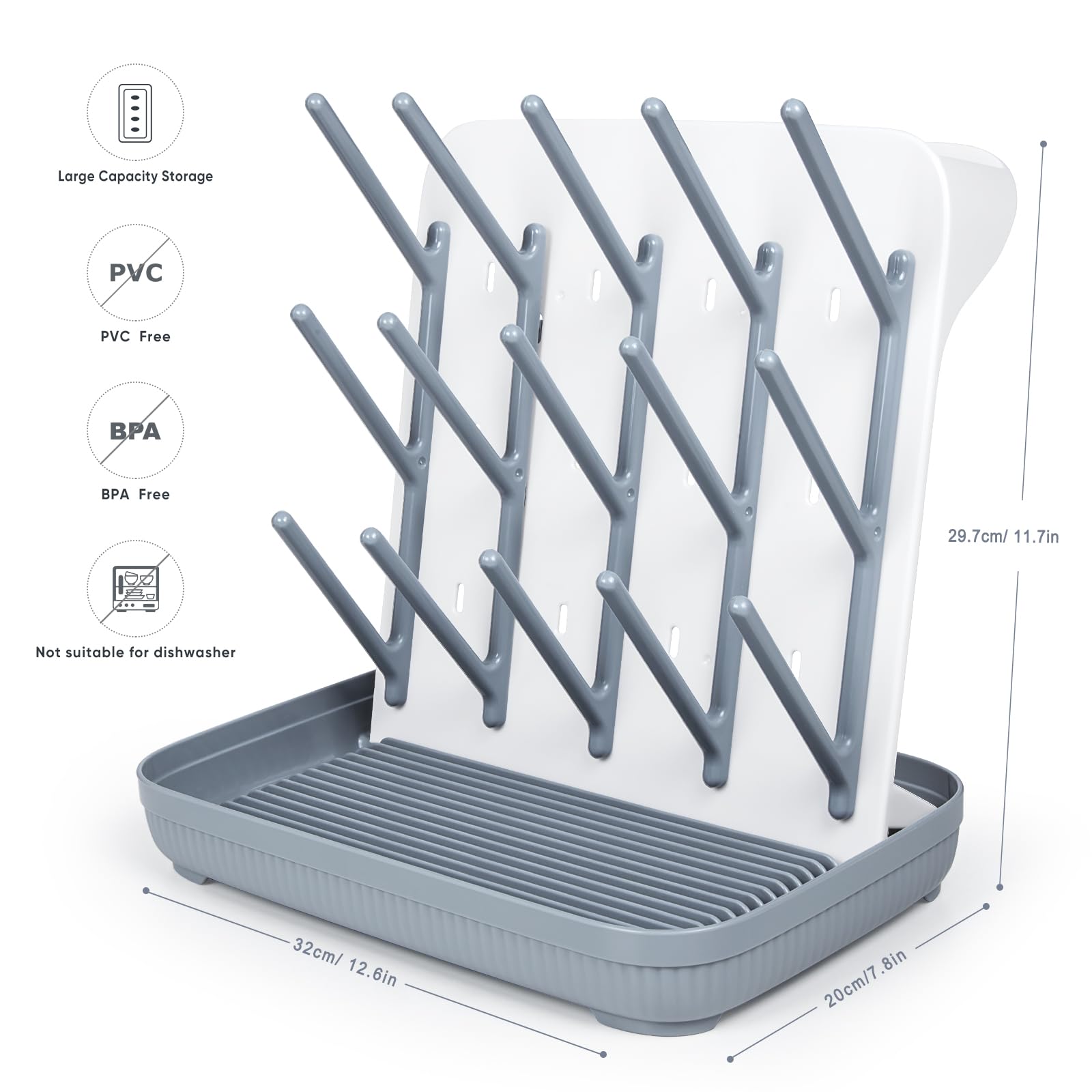 Angle view of gray Termichy baby bottle organizer