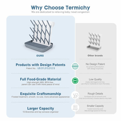Side profile of Termichy space saving bottle drying station