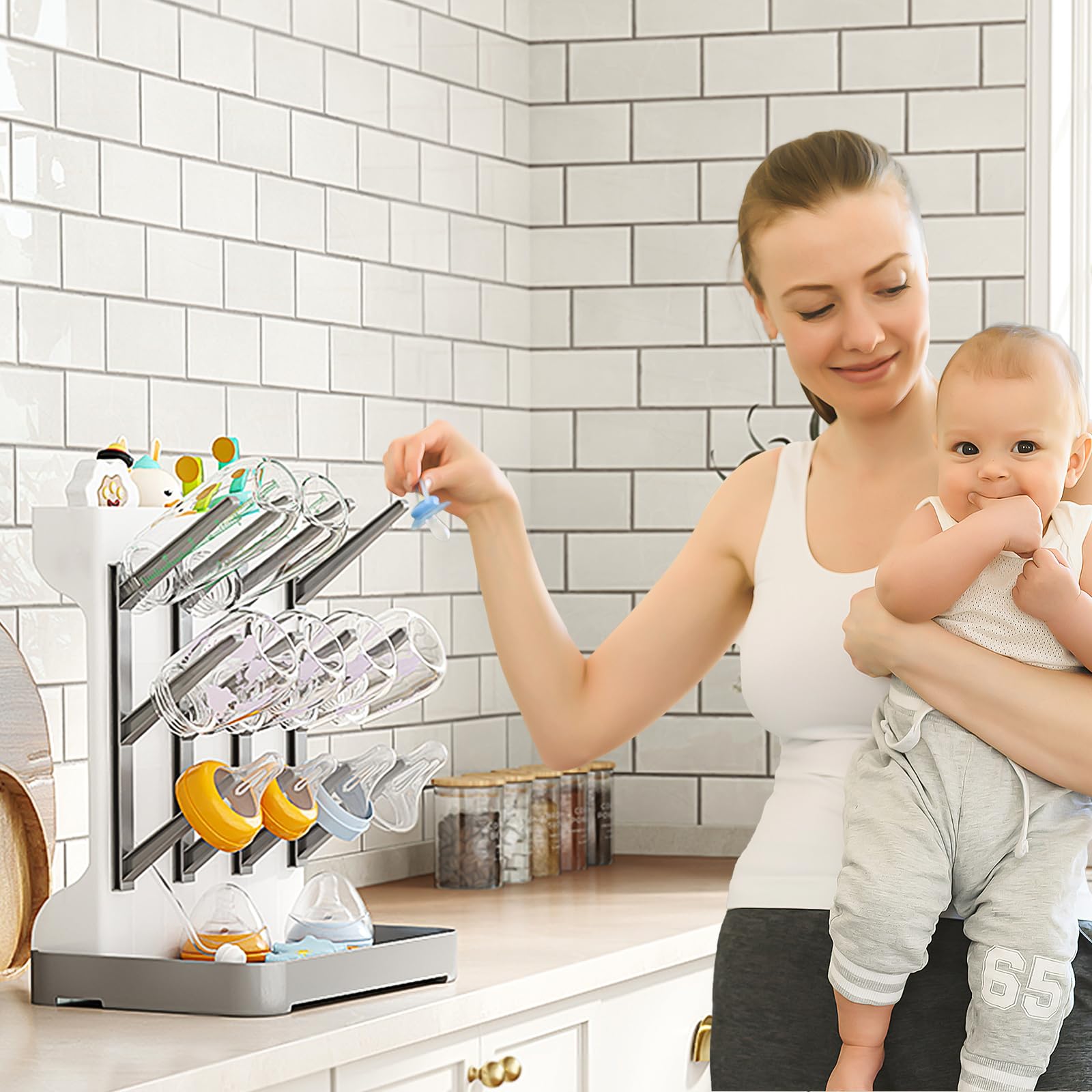 GoMaihe space saving bottle organizer on kitchen counter