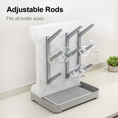 Angled view of BPA-free baby bottle storage stand