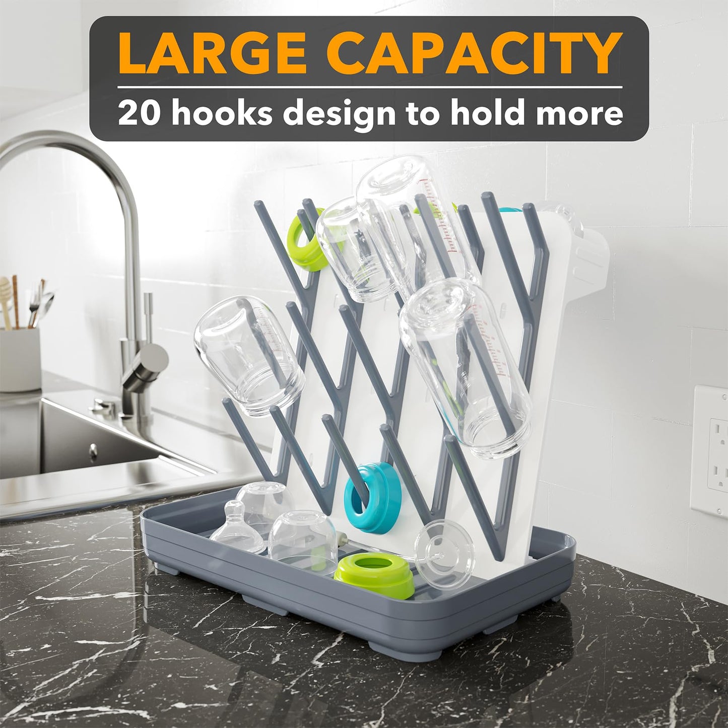 SpaceAid bottle organizer rack showing twenty hooks