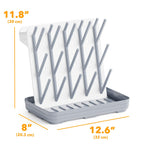 White and gray baby bottle dryer with assembled hooks
