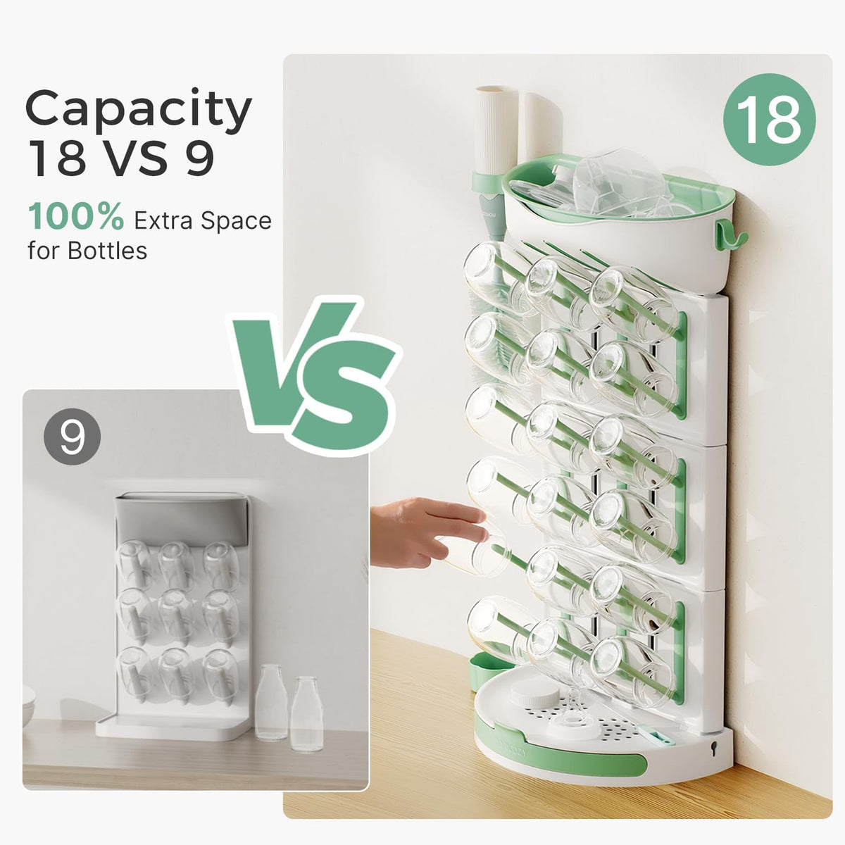Detachable components of Momcozy baby bottle drying rack
