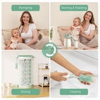 Momcozy bottle drying rack with pump parts and accessories