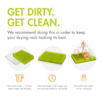 Overhead angle view of Boon green lawn bottle drying organizer