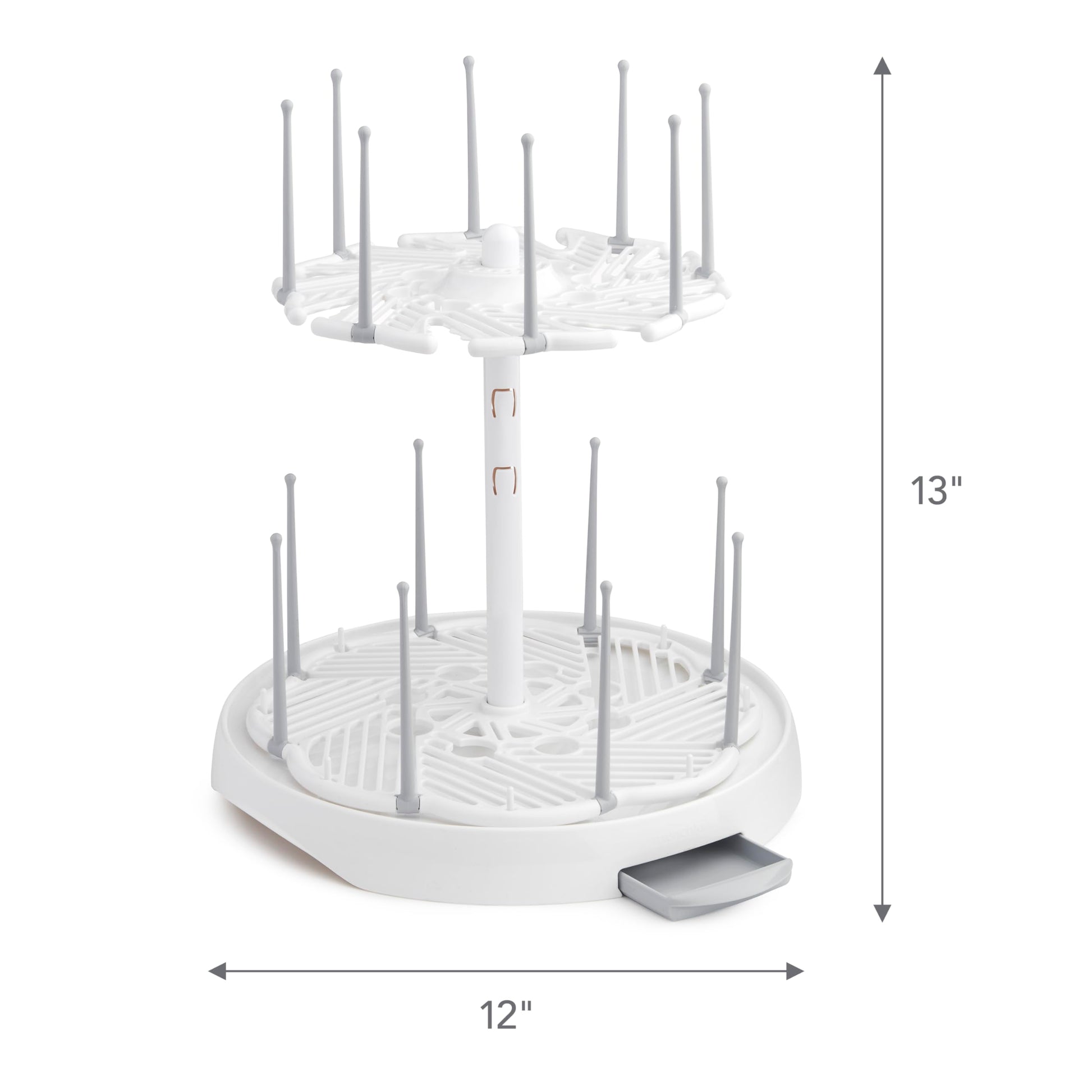 Adjustable height feature on Munchkin white drying rack