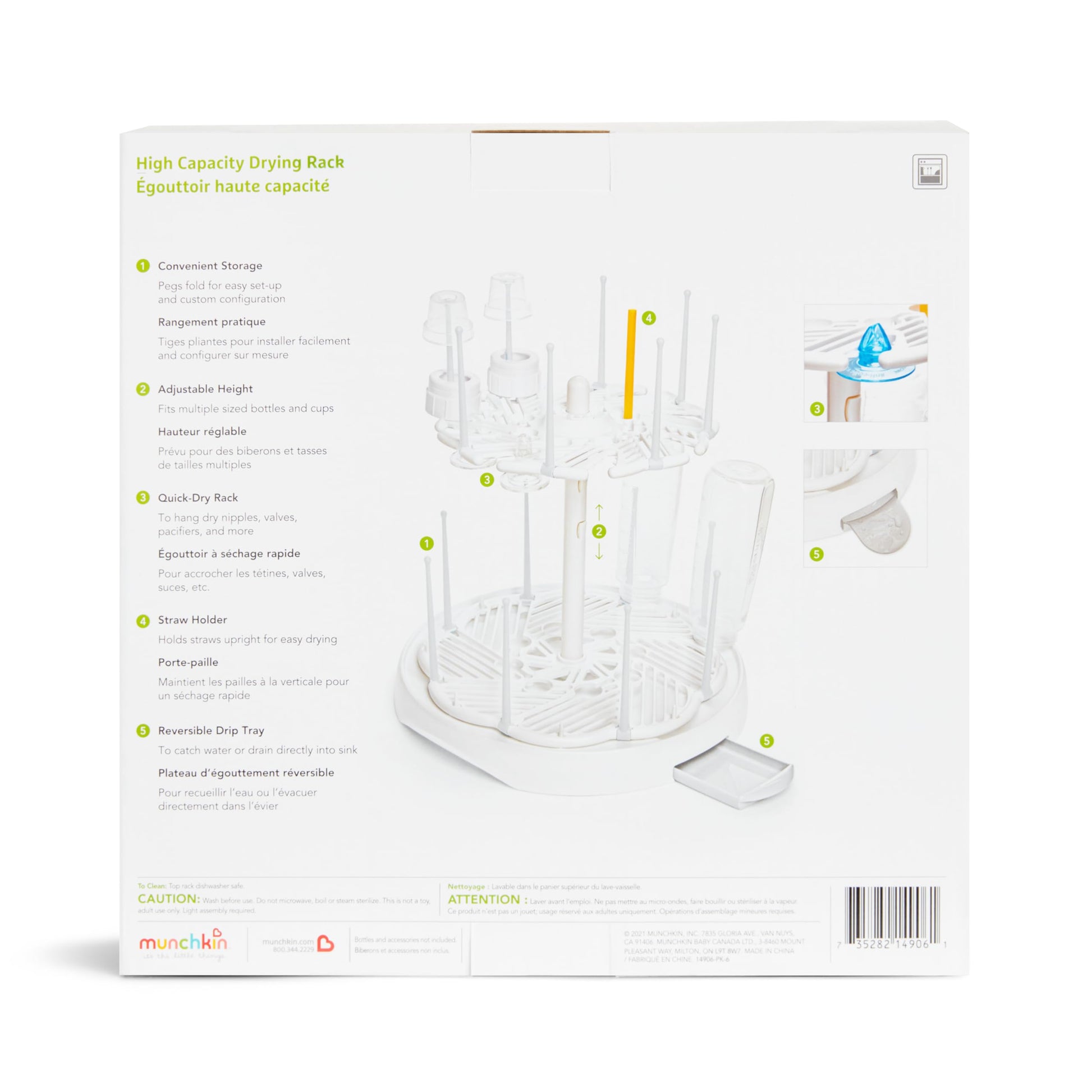 Clean kitchen countertop with Munchkin high capacity rack