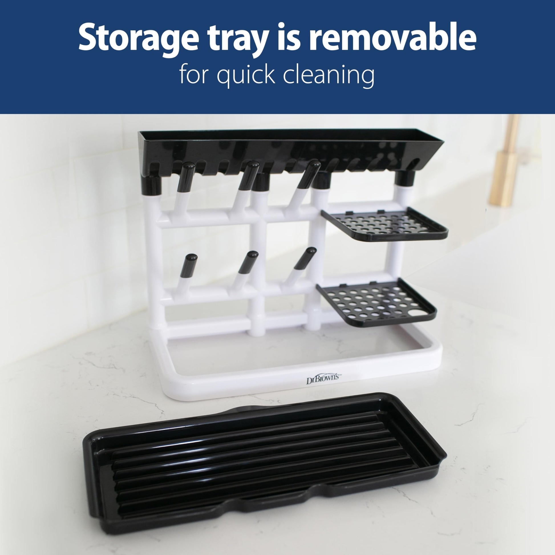 Dr. Brown's Drying Tower top compartment with hanging hooks