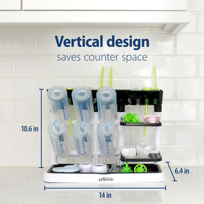 Dr. Brown's Drying Tower holding various baby accessories