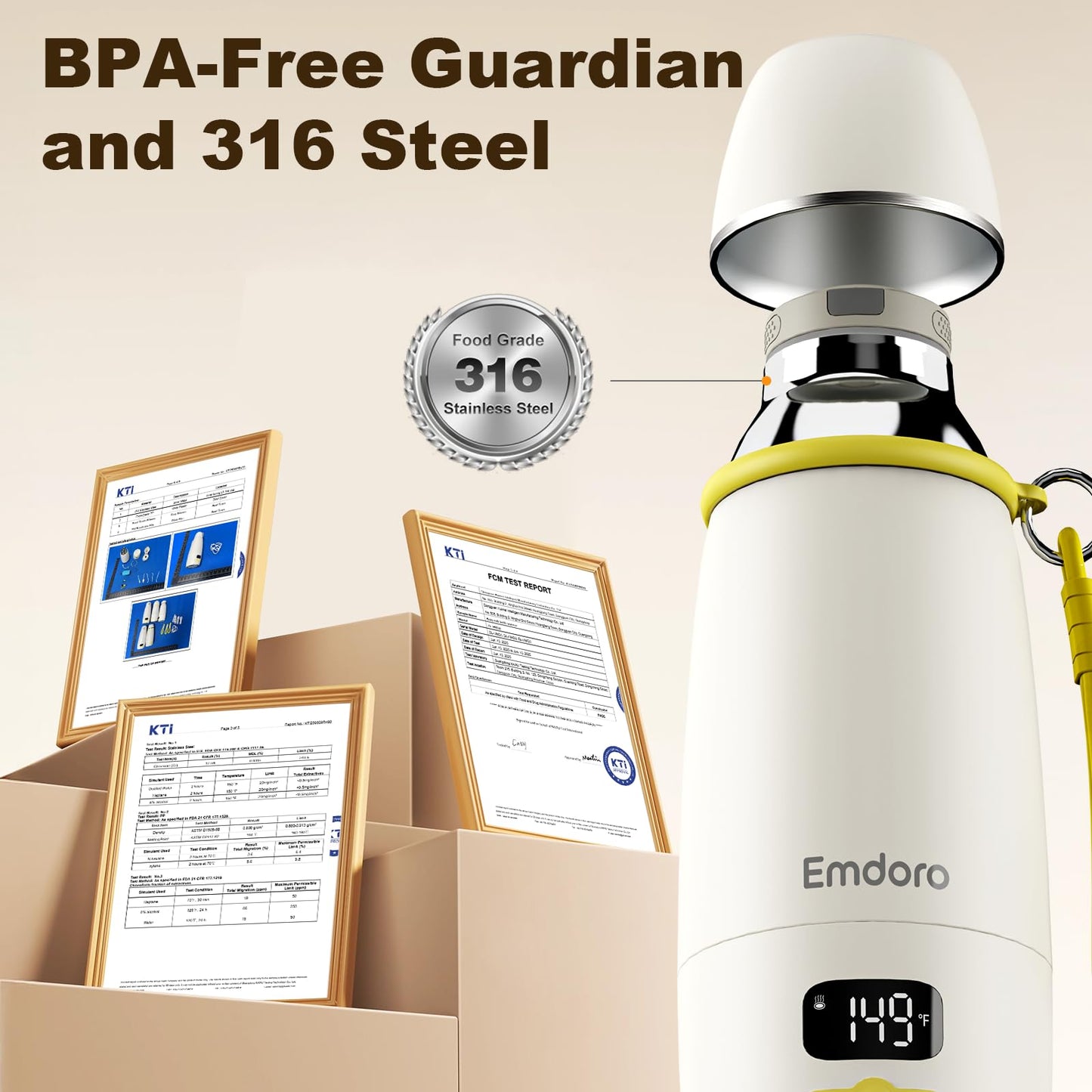 Portable bottle warmer being used in a travel setting