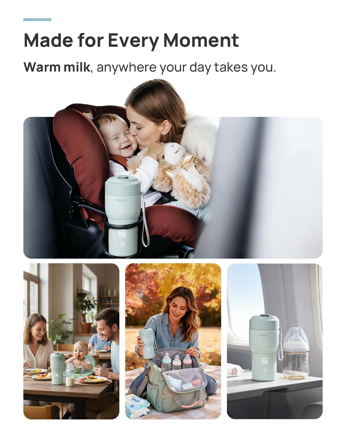 Papablic bottle warmer pro showing USB-C charging port