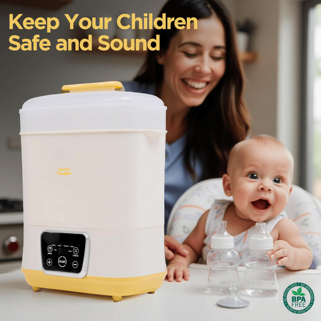 Goodscious bottle sanitizer machine showing temperature settings