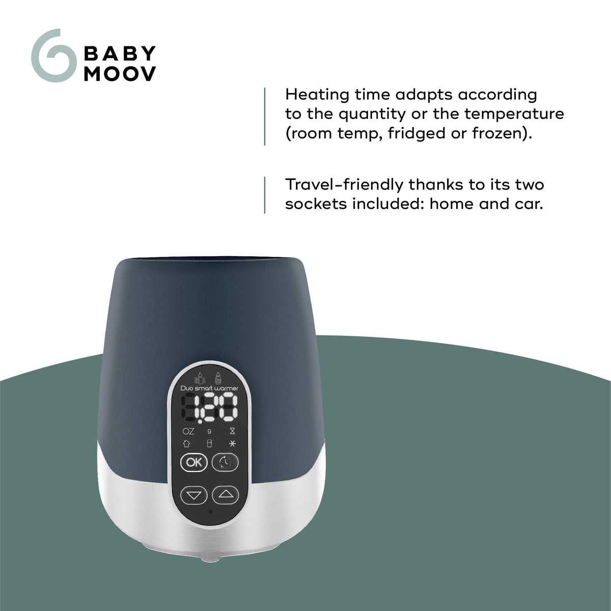 Babymoov bottle warmer heating a baby bottle