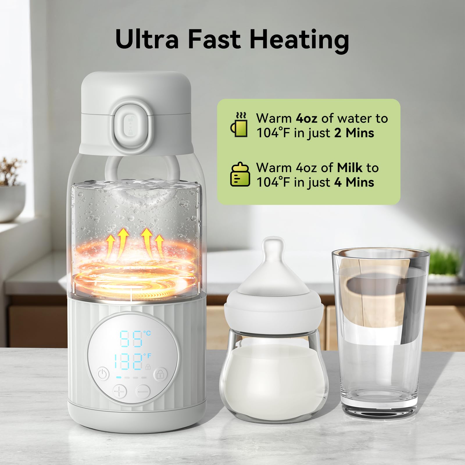 Apzoki travel bottle warmer being charged via USB-C cable