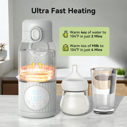 Apzoki travel bottle warmer being charged via USB-C cable
