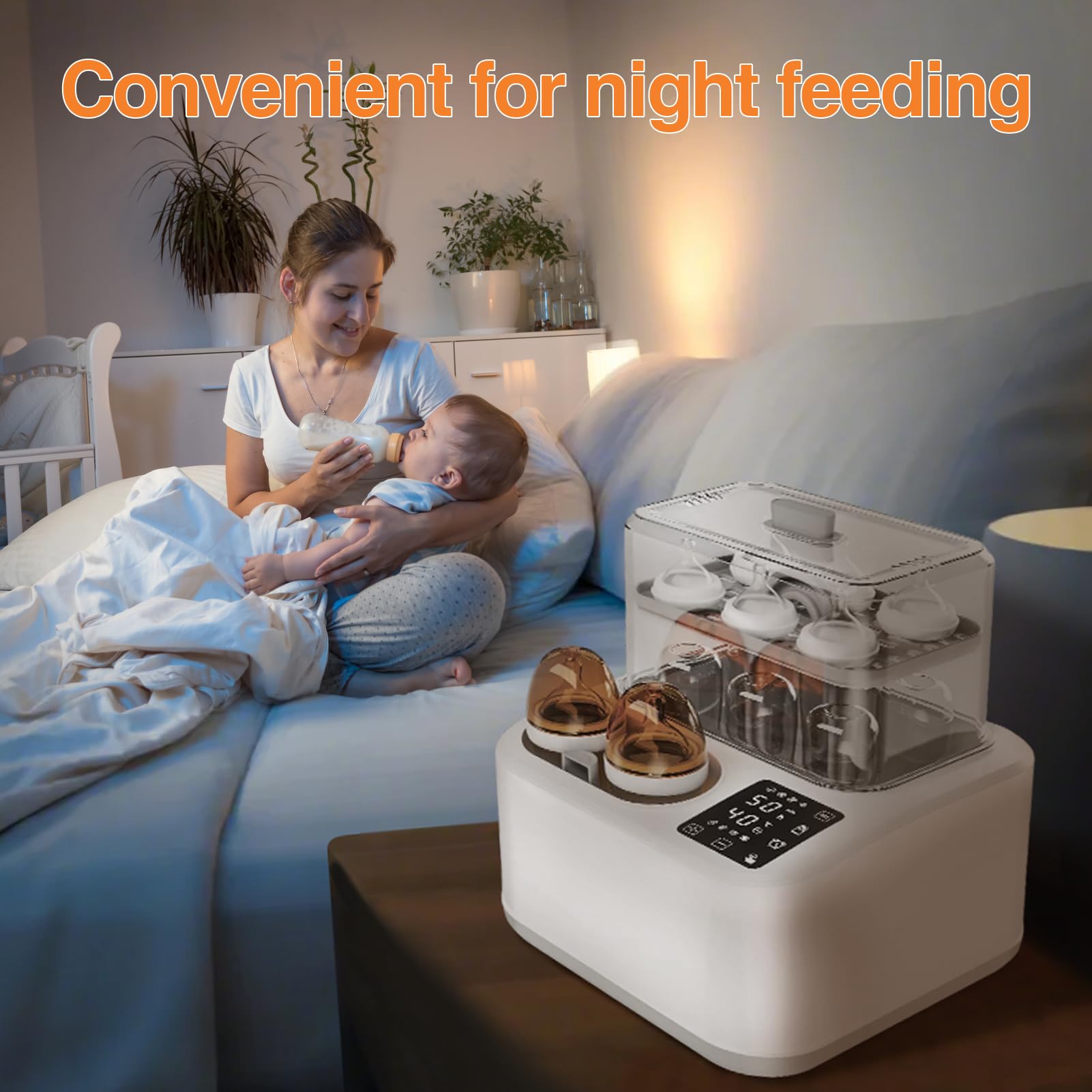 Brbluerise 8-in-1 warmer warming a milk bottle