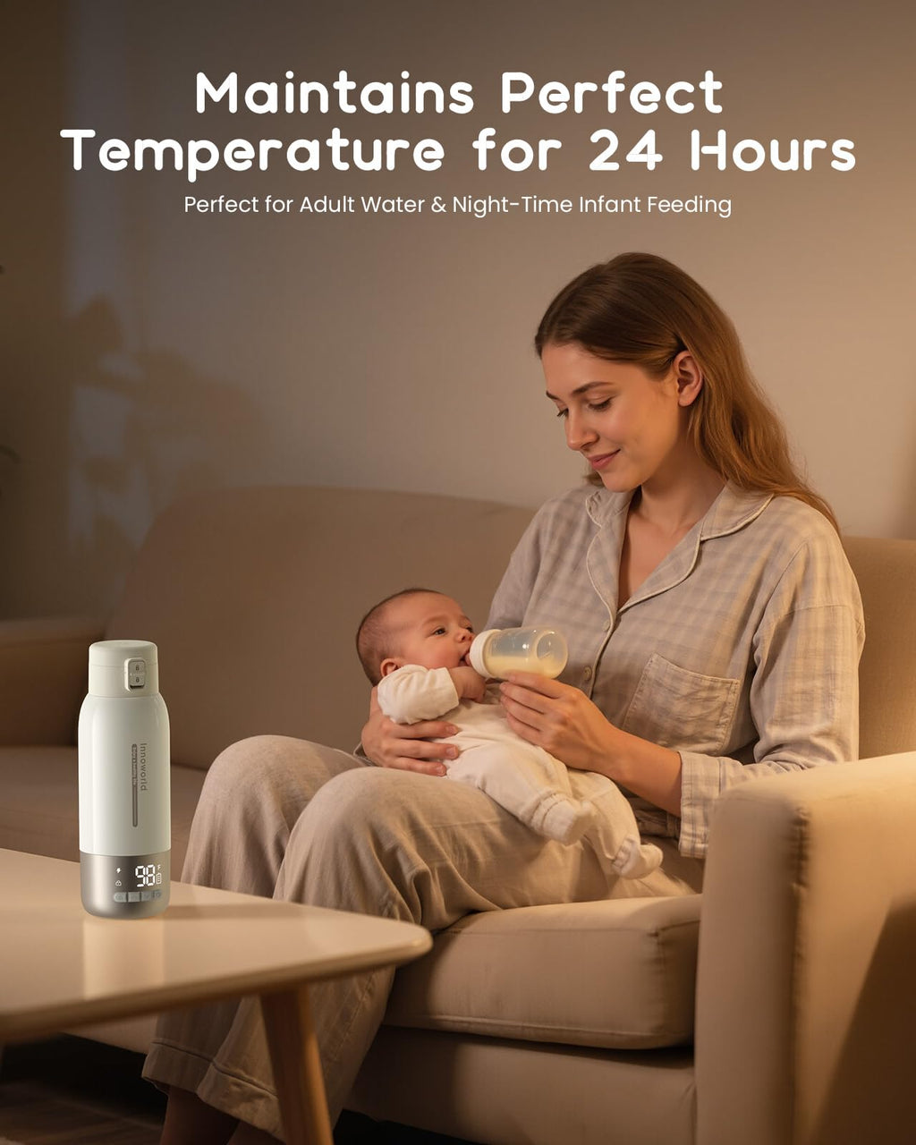 Close up of touch controls on portable bottle warmer