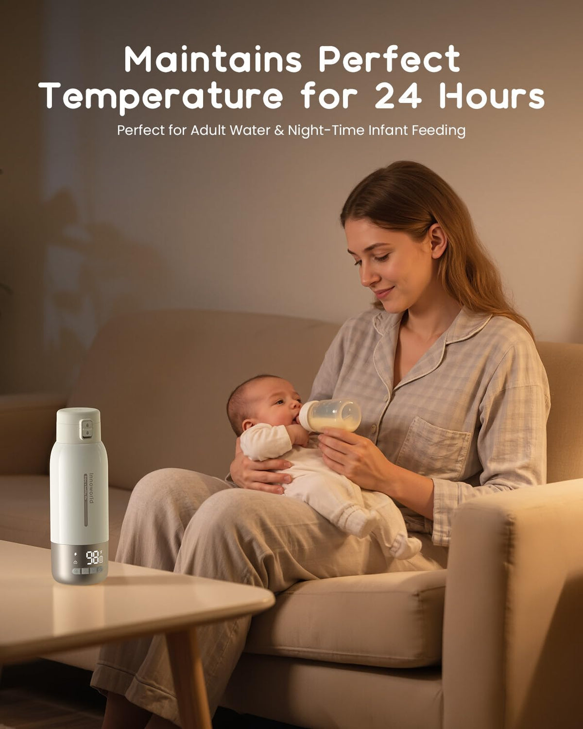 Close up of touch controls on portable bottle warmer