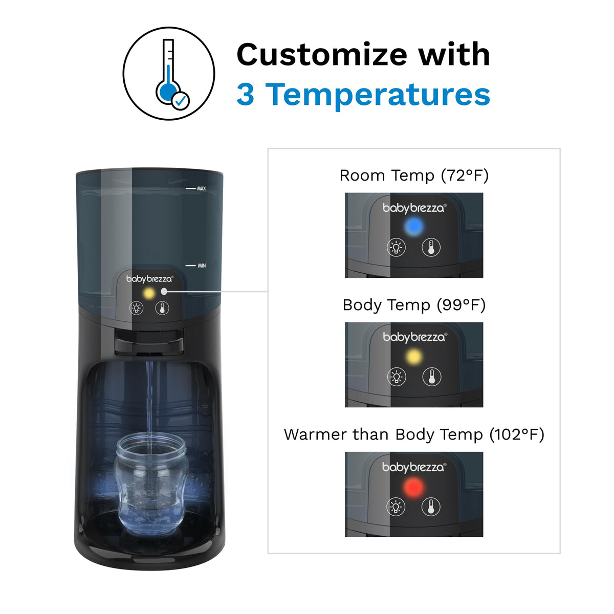 Control panel of Baby Brezza Instant Warmer with three temperature settings