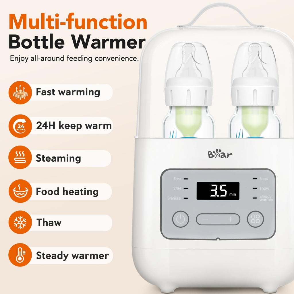 Bear multifunctional baby bottle warmer heating two bottles at once