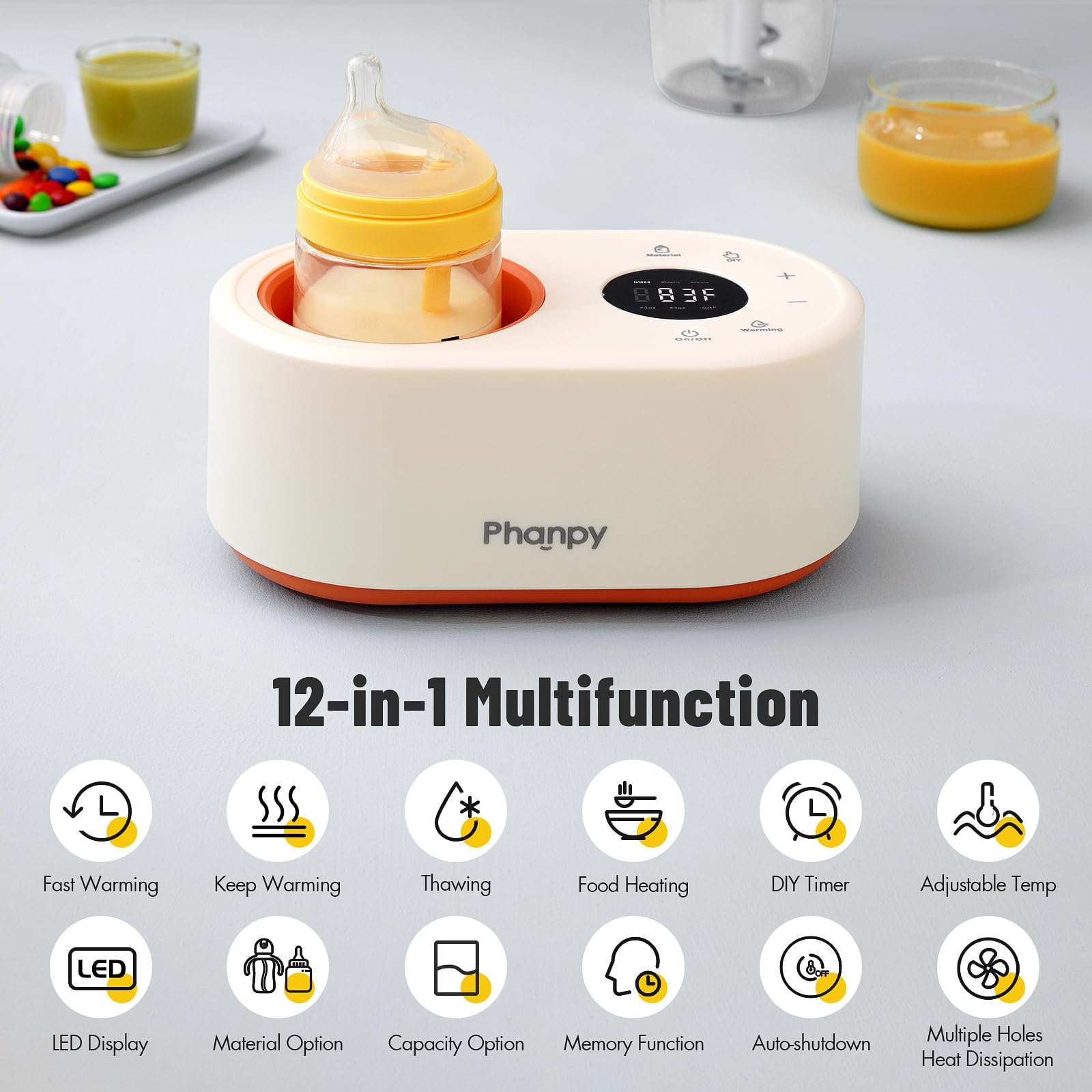 Side view of Phanpy portable milk warmer for travel