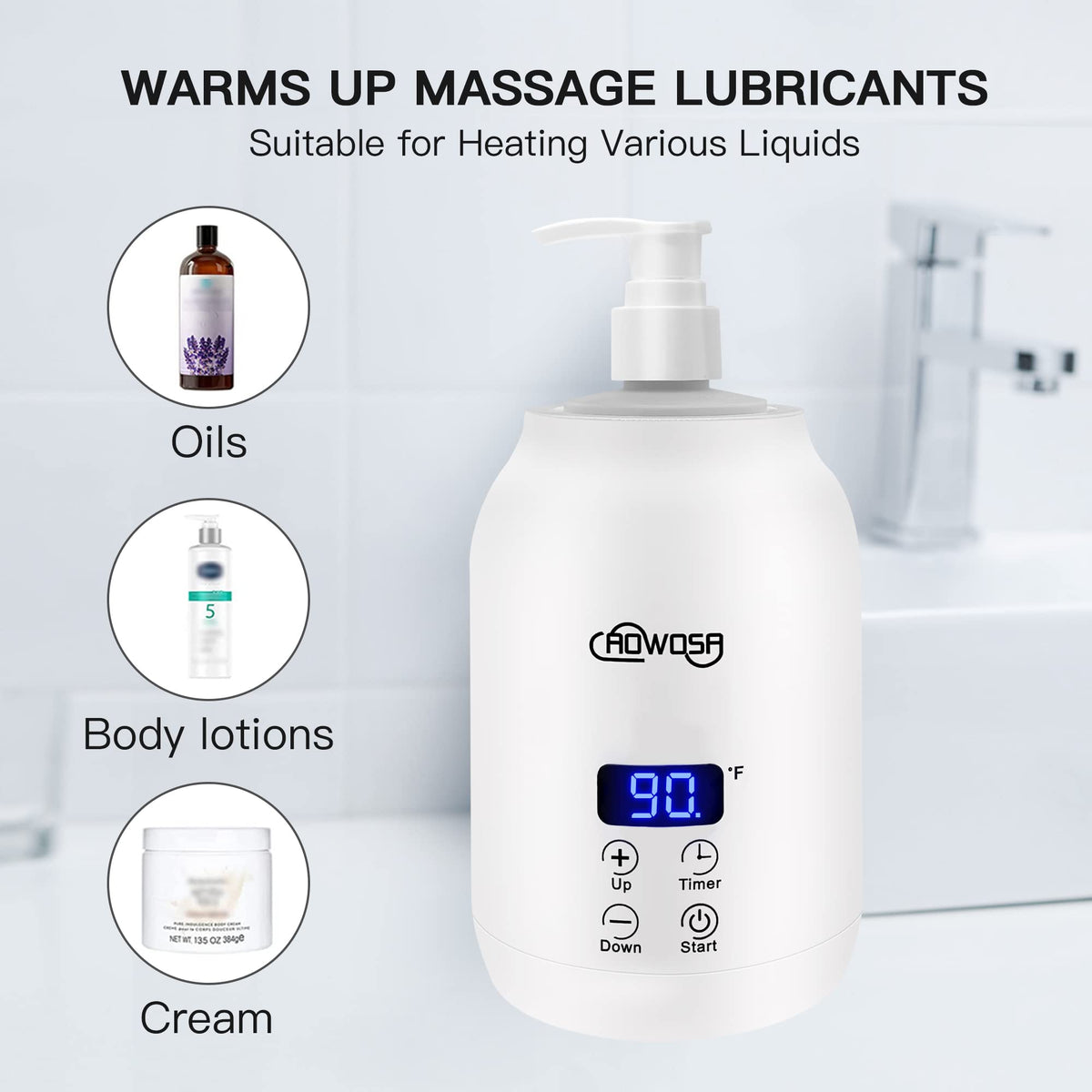 Soewweklax massage oil warmer with two bottle dispensers