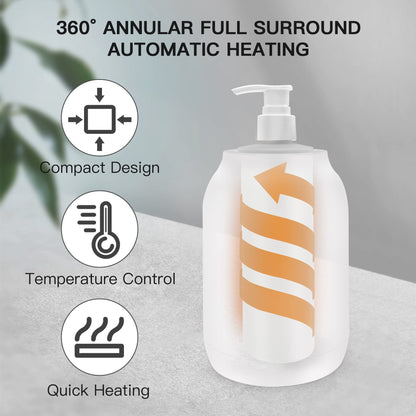 Side view of professional massage oil warmer bottle