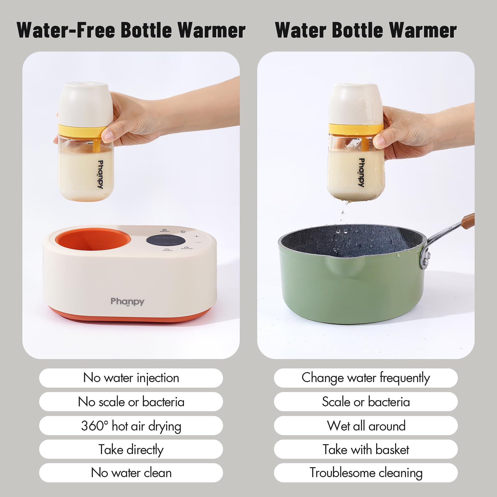 Packaging and included accessories of Phanpy water-free bottle warmer