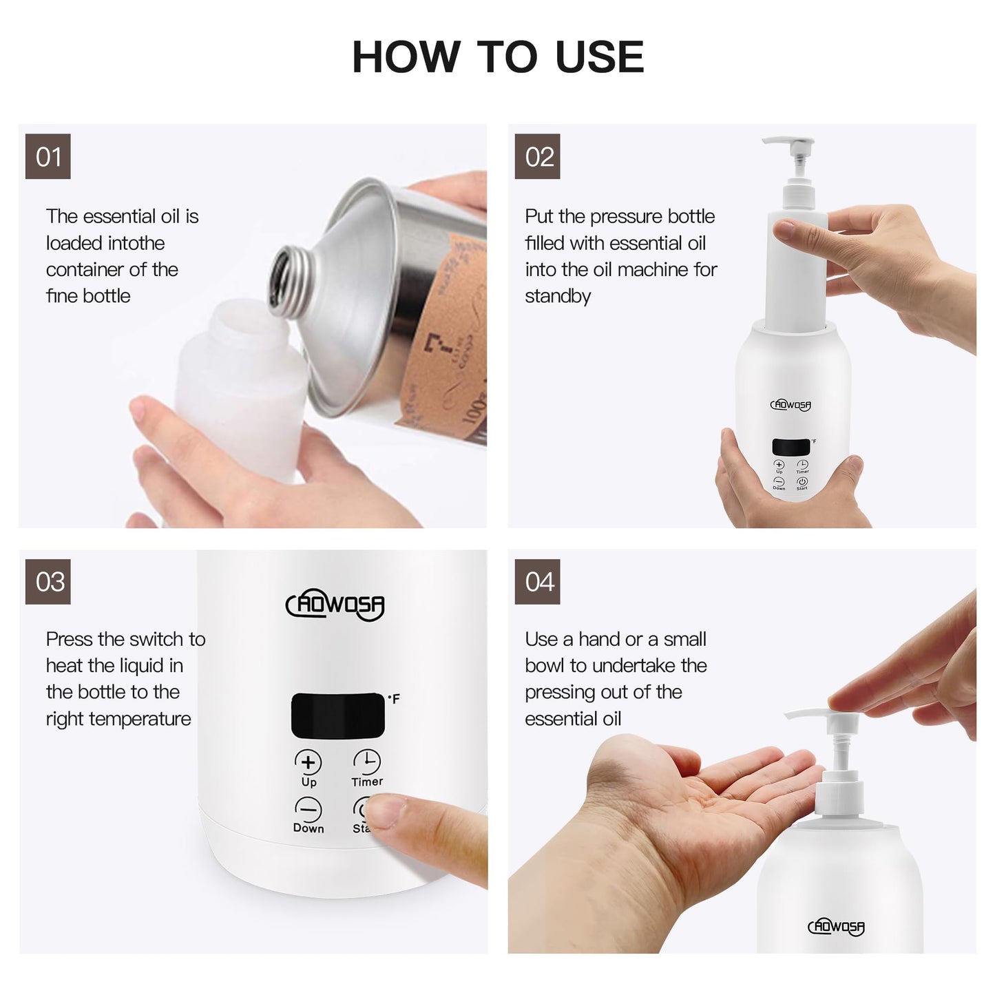 Soewweklax oil warmer bottle dispenser set