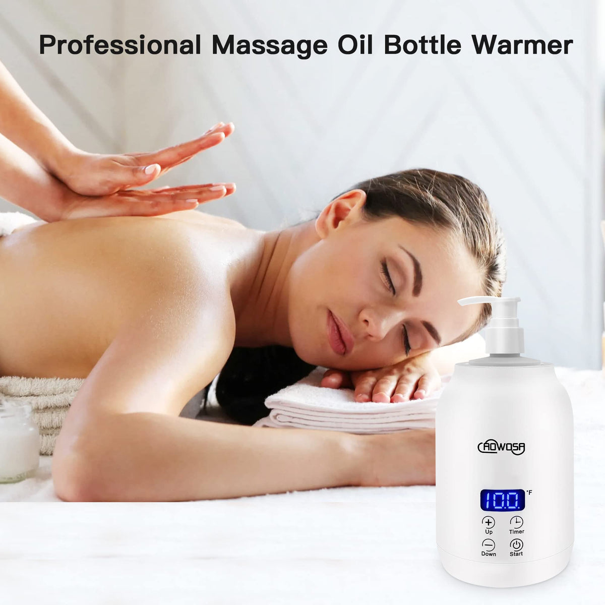 White electric massage oil warmer in professional setting