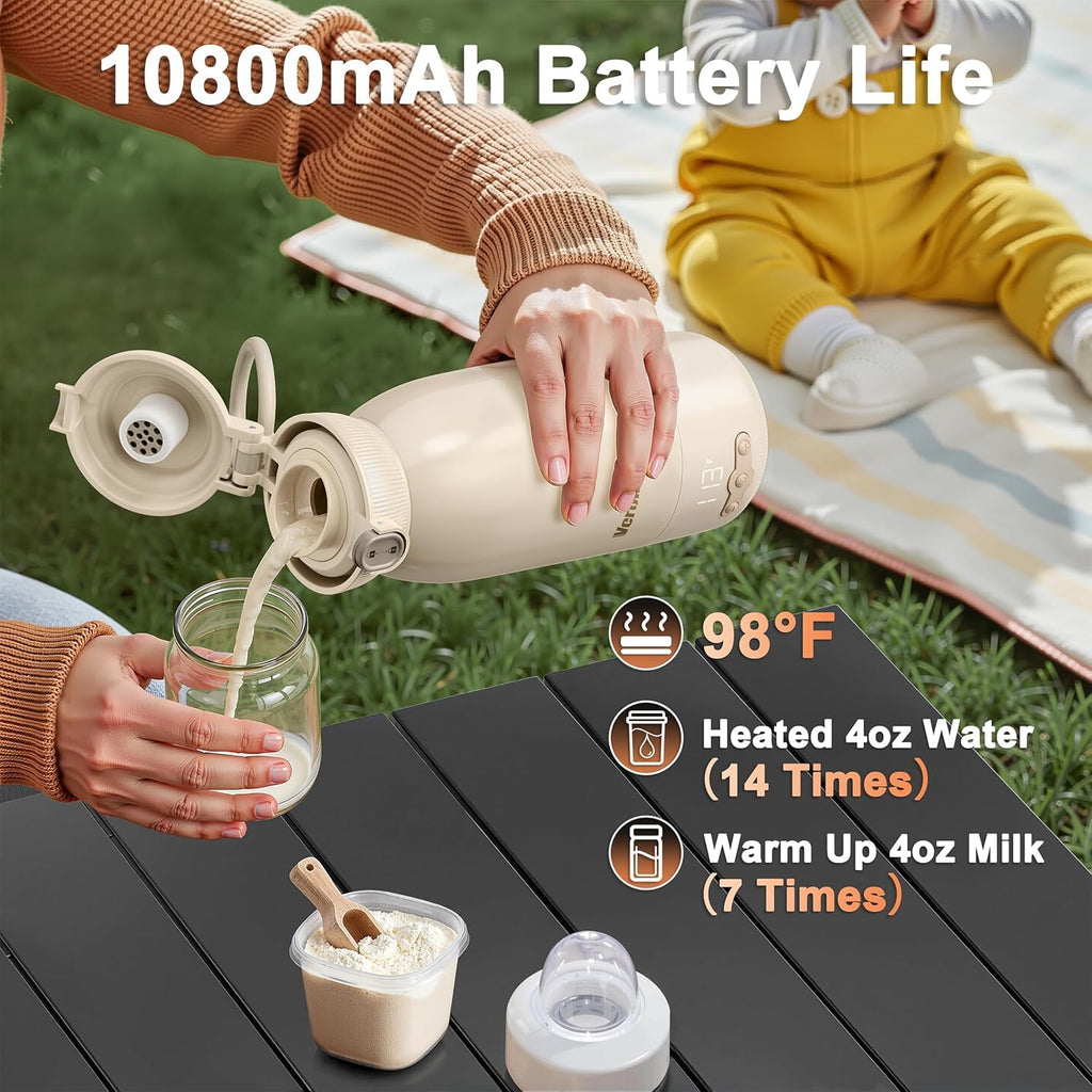 Momolia portable bottle warmer showing adjustable temperature settings