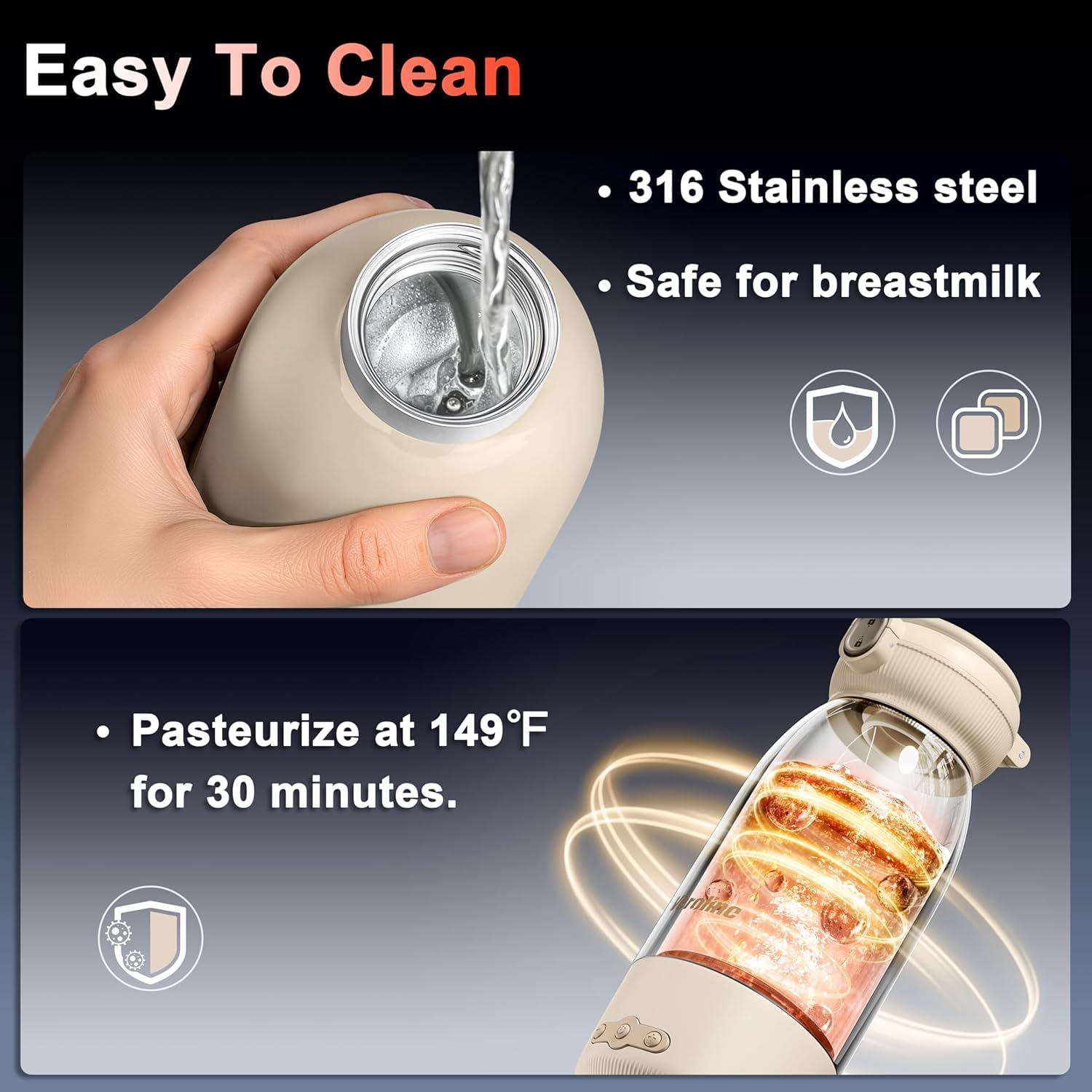 Portable bottle warmer accessories and USB-C charging cable