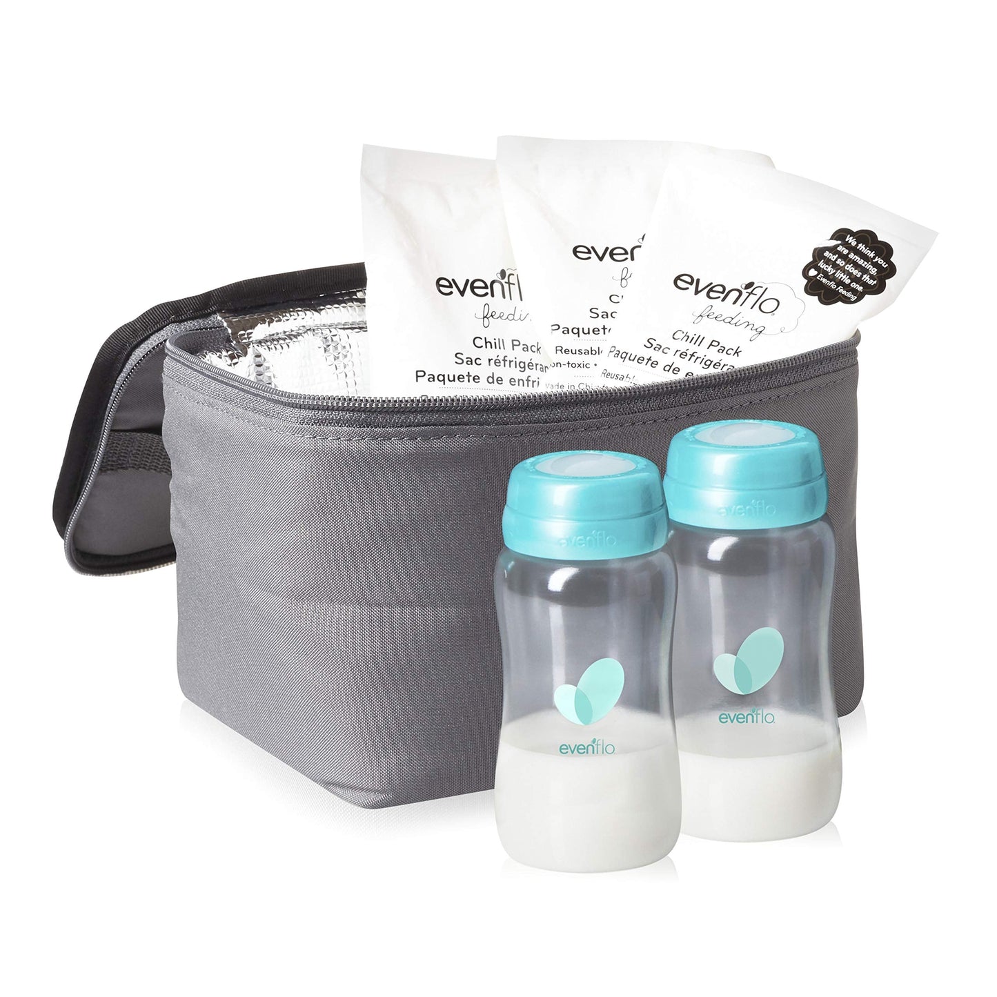 Evenflo cooler bag with breast milk collection bottles