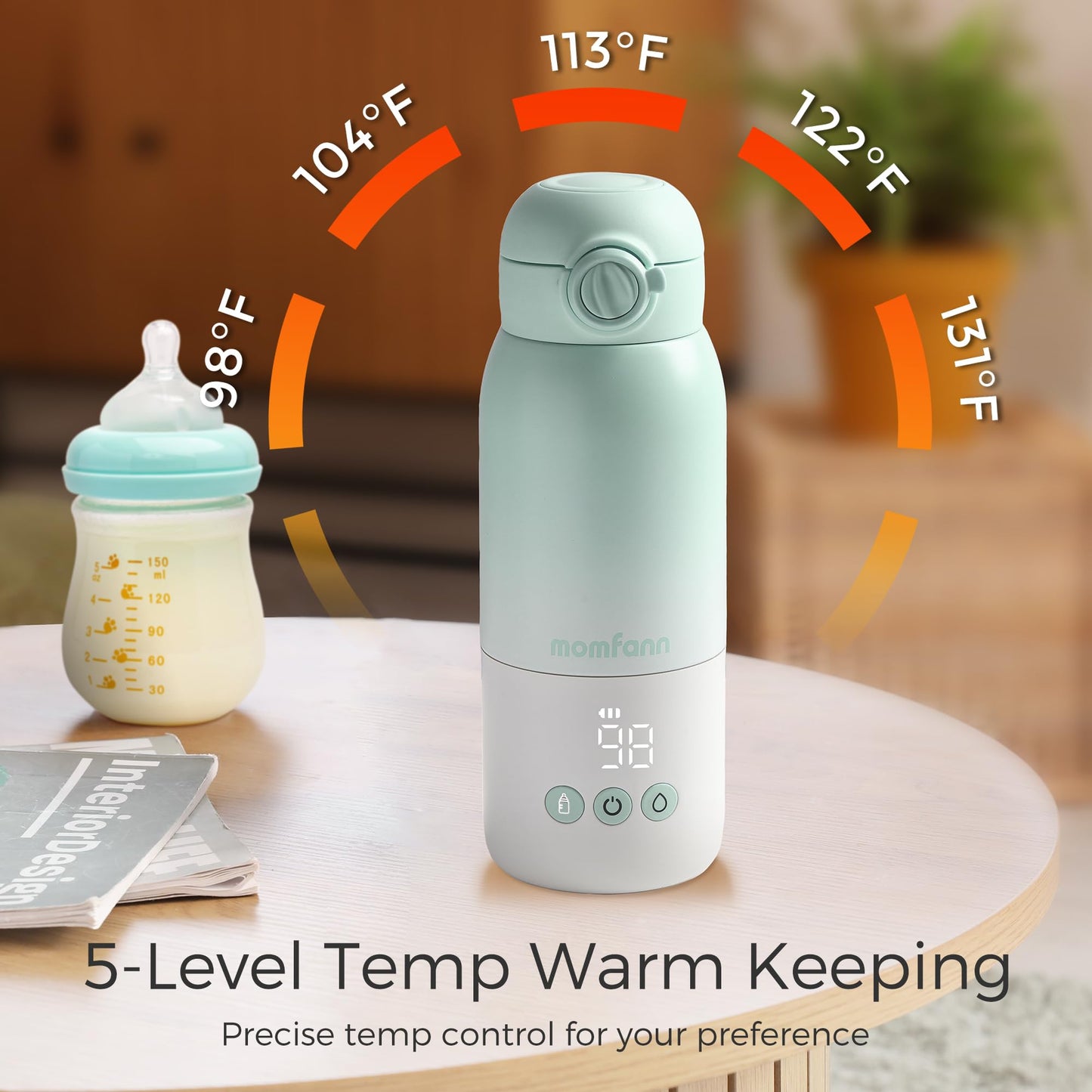Momfann bottle warmer packaged for travel with accessories