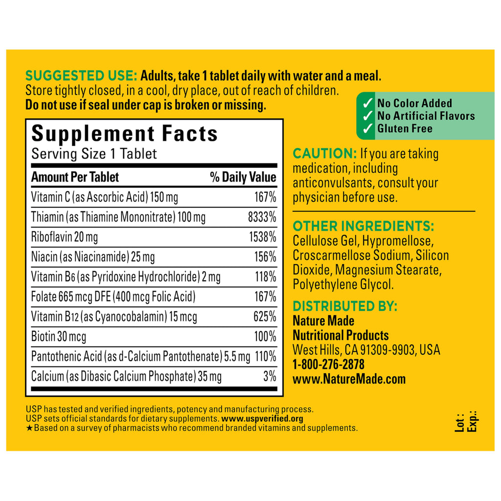 Premium imported Nature Made Super B Complex wellness supplement container.