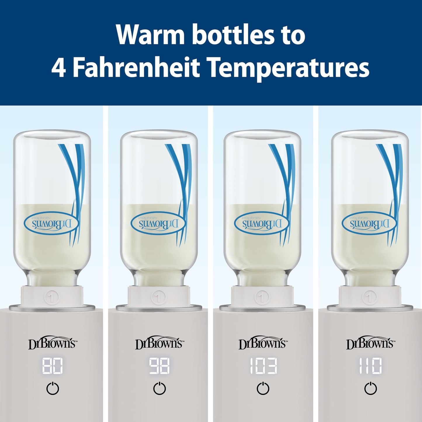 Dr. Brown's portable warmer with three bottle adapters