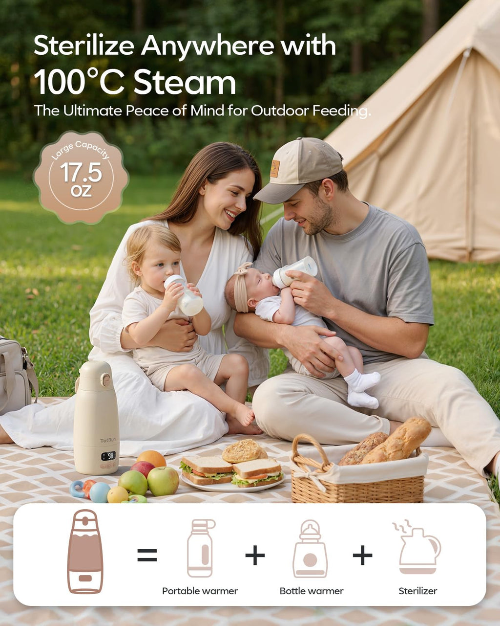 TotRun cordless baby milk warmer cup for travel use