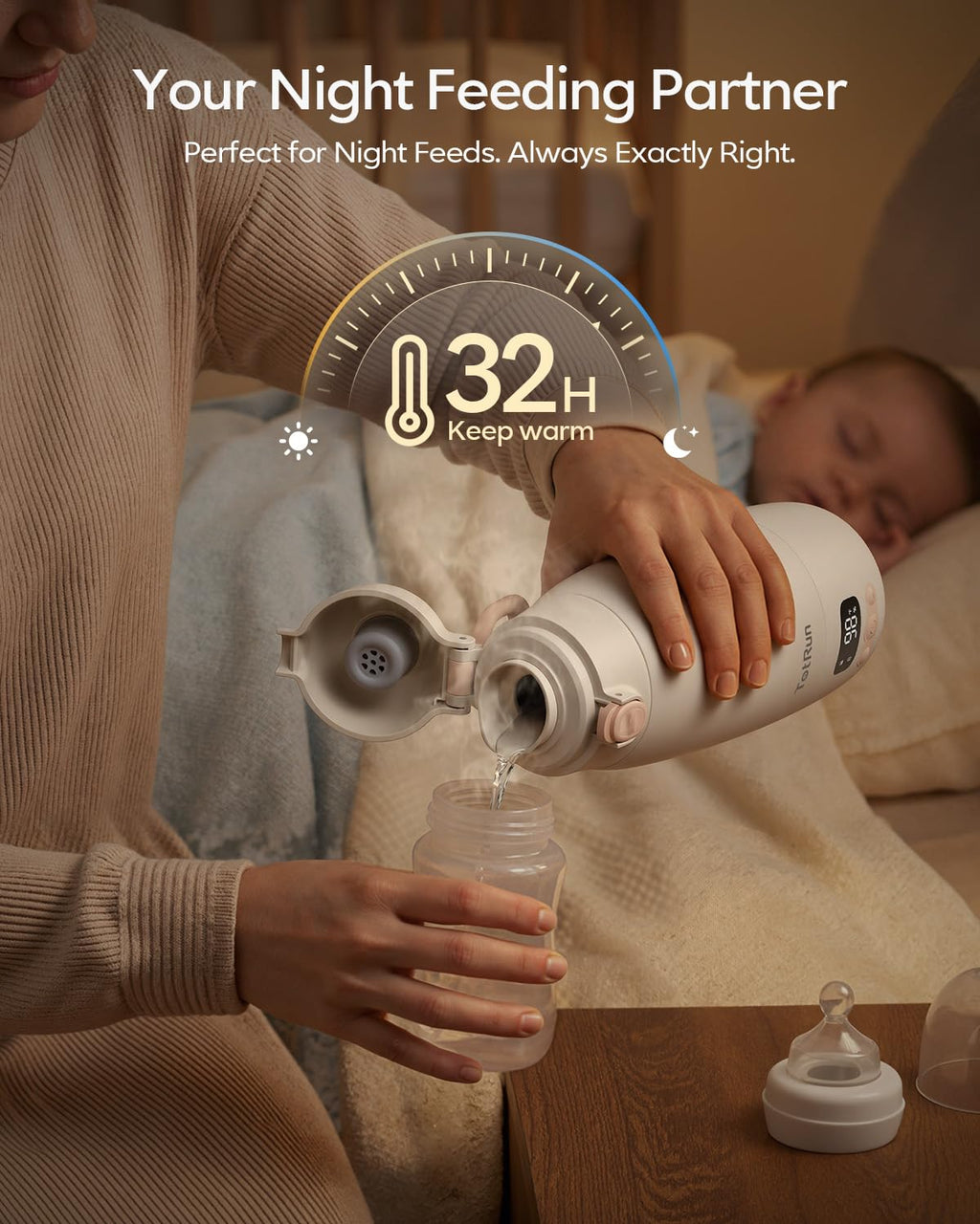 TotRun travel baby milk heater for night feedings