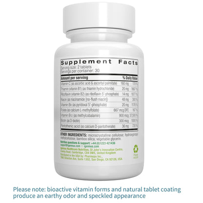 Igennus active methylfolate and methylcobalamin dietary supplement container.