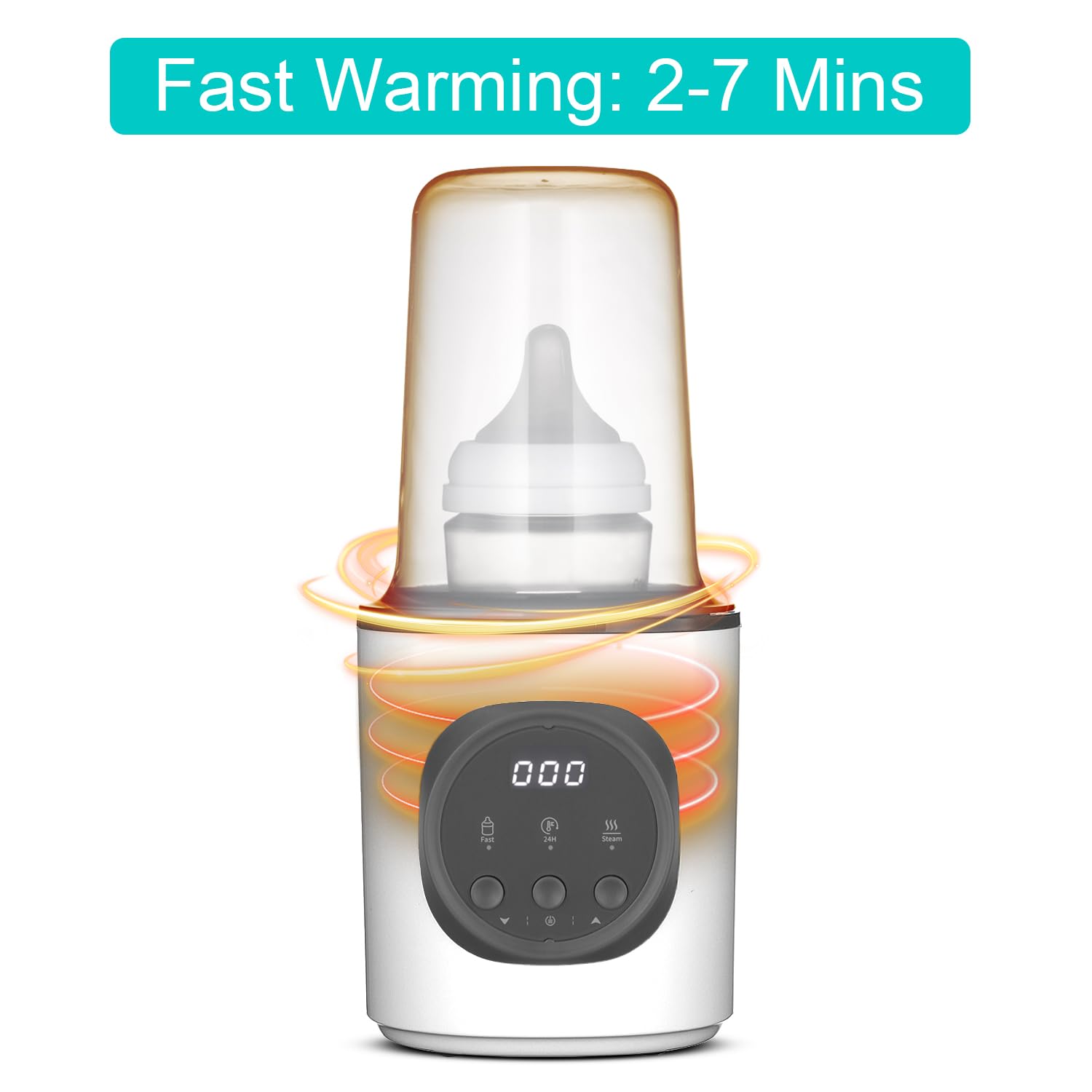 Side profile of Vaundra 10-in-1 bottle warmer with anti-scald basket