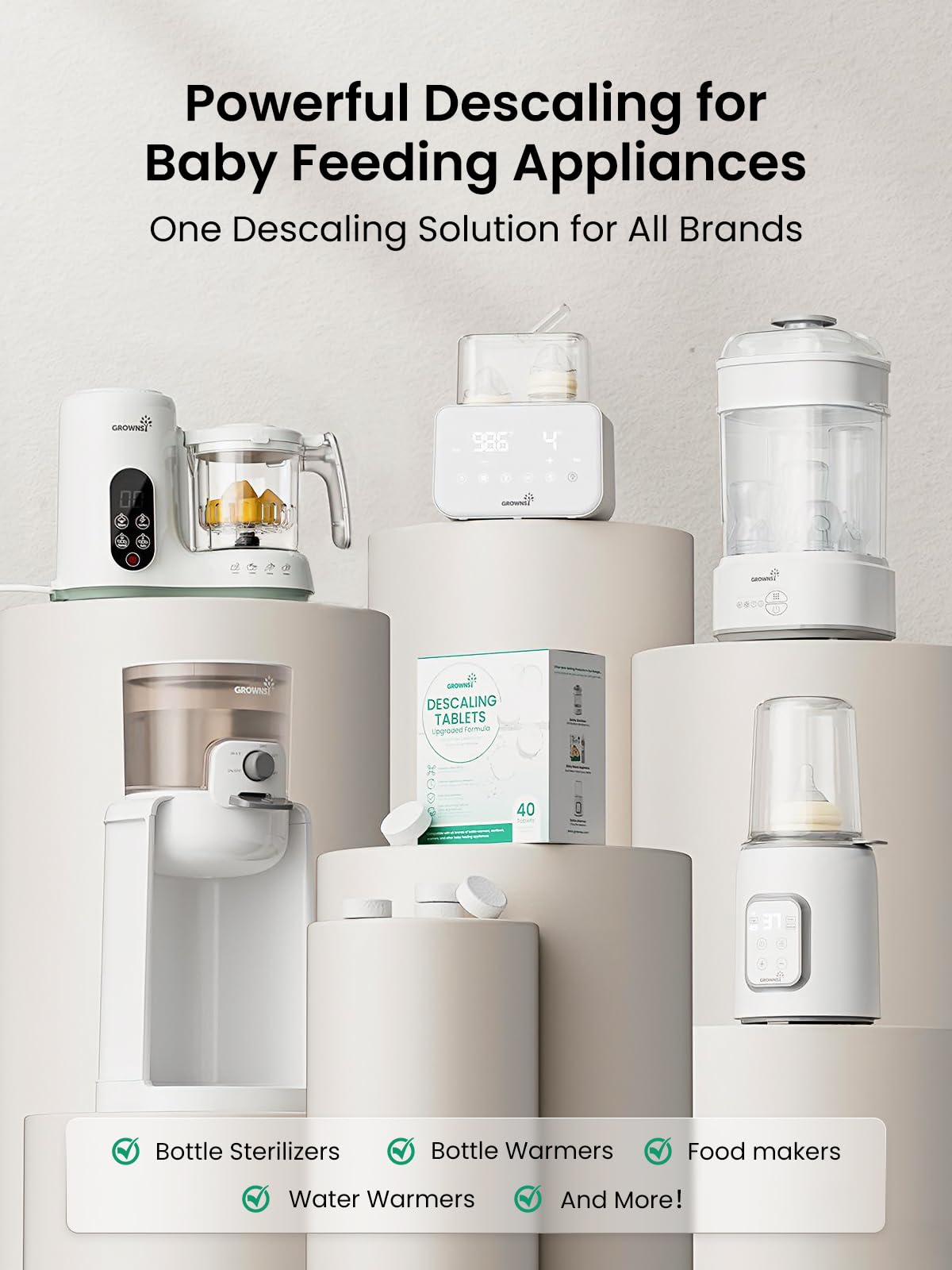 Grownsy cleaning tablets for baby bottle sterilizer
