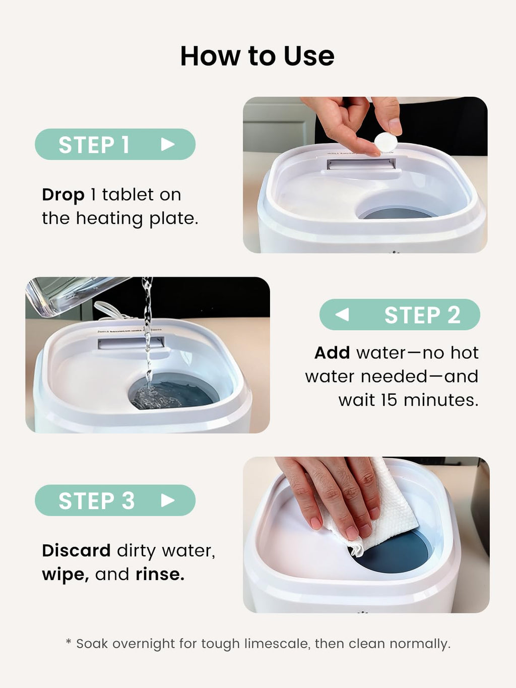 Example of clean baby appliance after using Grownsy tablets