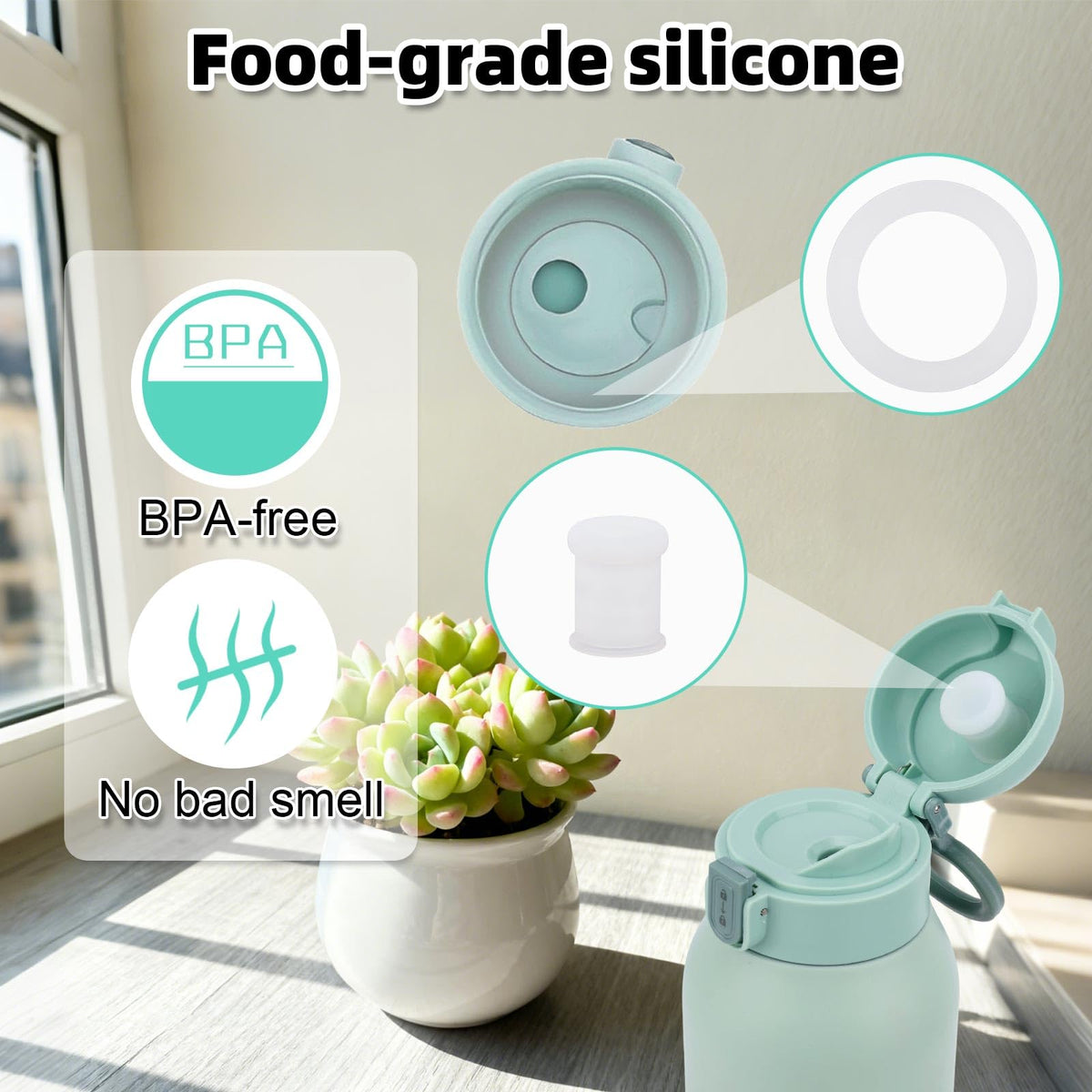 Detail view of Fukaisu silicone seal ring for portable warmer