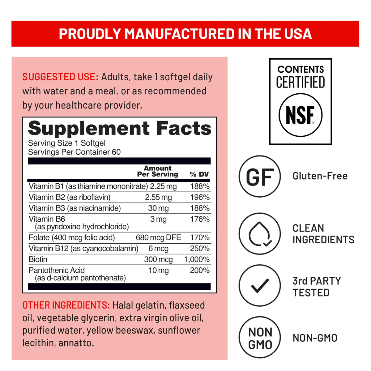 Easy to swallow B complex softgels by NatureWise for daily mental clarity.