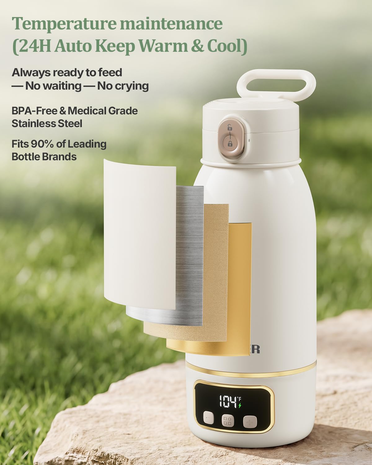Detailed view of the leakproof lid on Edenpeer bottle warmer
