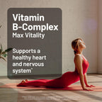 NatureWise B complex dietary supplement bottle sitting on a clean wellness background.