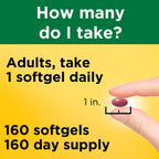 Nature Made 160 softgels bottle highlighting essential B vitamins with no artificial flavors