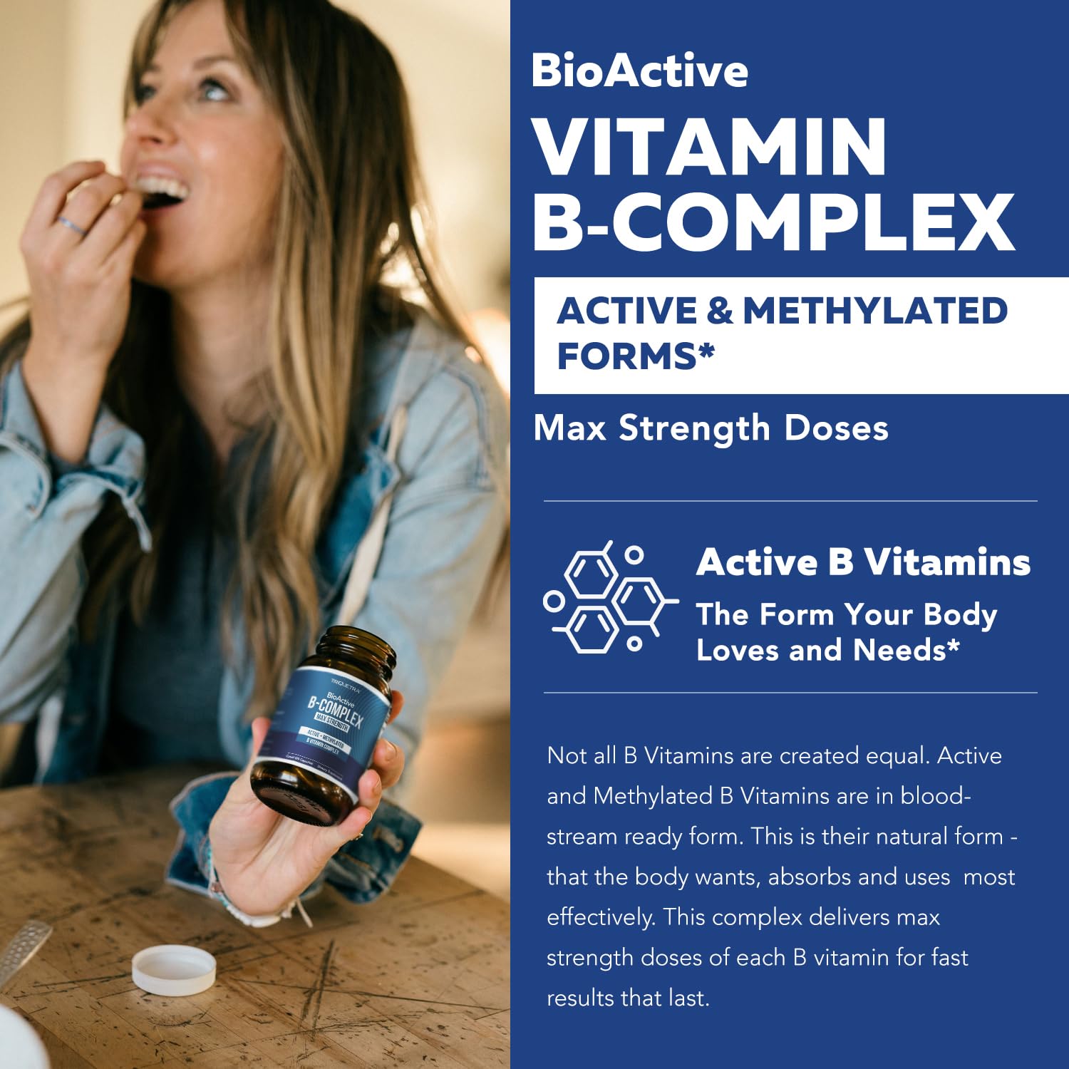 Triquetra Health Methylated B Complex supplement bottles showing supplement facts
